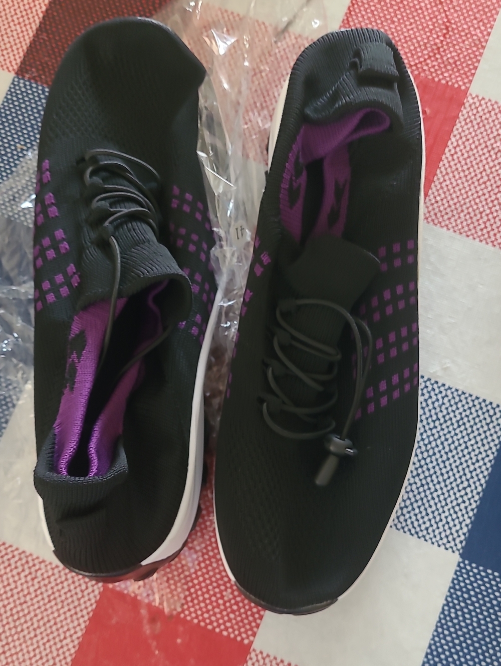 Women's Black Slip-On Athletic Sneakers with Purple Accents
